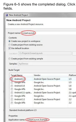 Figure 6–5 shows the completed dialog. Click the Finish button after you’ve filled out thefields