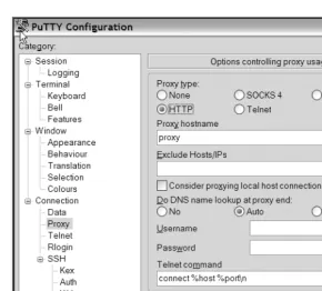 Figure 1-5. PuTTY—proxy server configuration