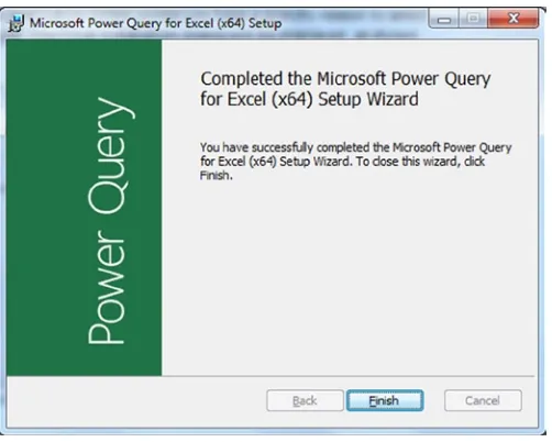 Figure 1-8. The final installation dialog for Power Query