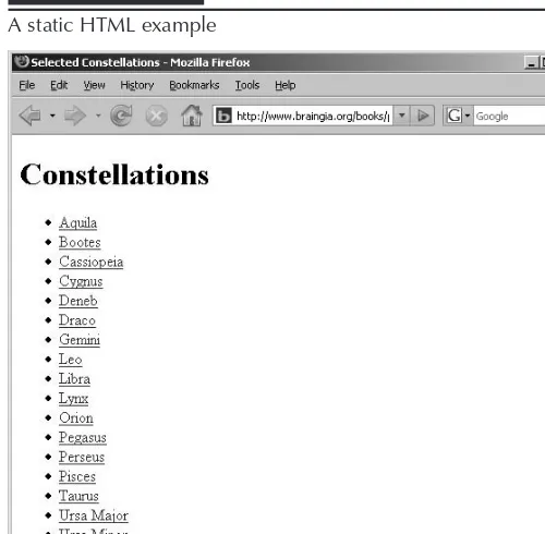 FIGURE 2-1A static HTML example