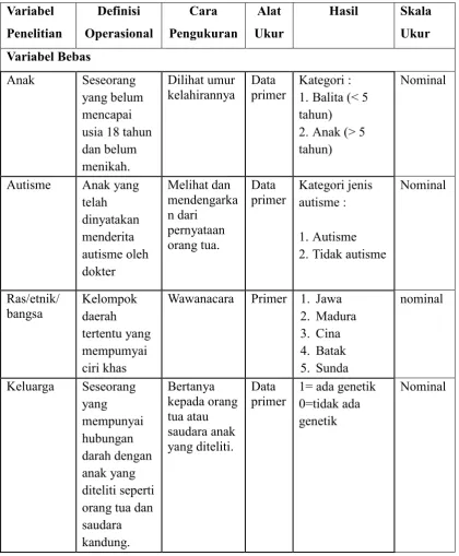 Tabel 4.1 Definisi Operasional Variabel 