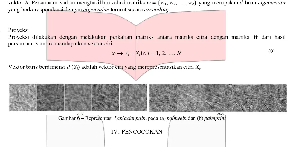 Gambar 6 – Representasi Laplacianpalm pada (a) palmvein dan (b) palmprint 