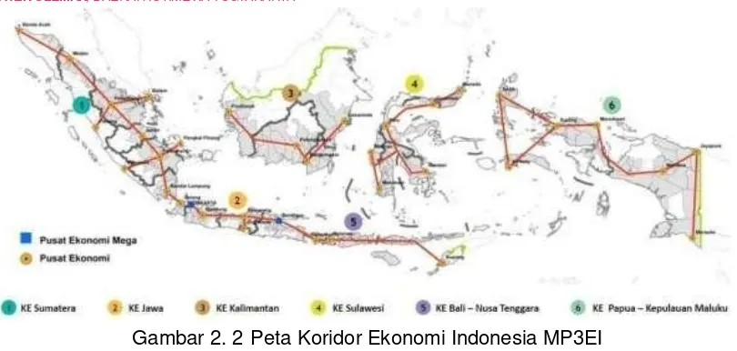 Gambar 2. 2  Peta Koridor Ekonomi Indonesia MP3EI 