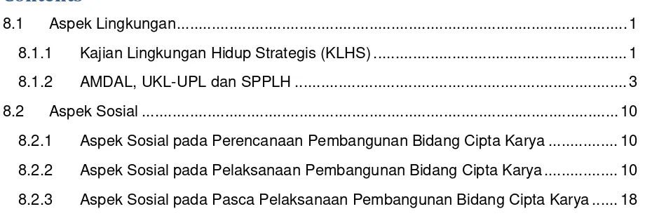 Tabel 8. 1 Kriteria Penapisan KLHS Usulan Program/Kegiatan RPI2-JM Bidang Cipta Karya 