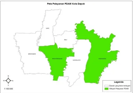 Gambar 7. 2 Peta Eksisting Wilayah Pelayanan PDAM Tirta Asasta Kota Depok 