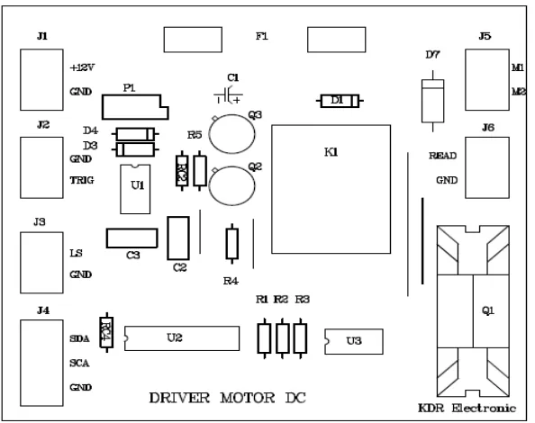 Gambar 11. Rancangan jalur PCB sisi bawah kontrol motor RIA IP8 