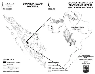 Figure 1. Location of the Production Forest Management Unit (PFMU) Dharmasraya, West Sumatra Province  