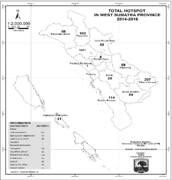 Figure 4. Occurrence of hotspots in West Sumatra 2014-2016 