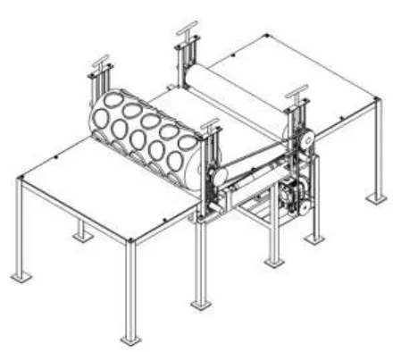 Gambar 2.3 Rancangan awal prototipe roller dan cetakan mekanis pasta ubi kayu 
