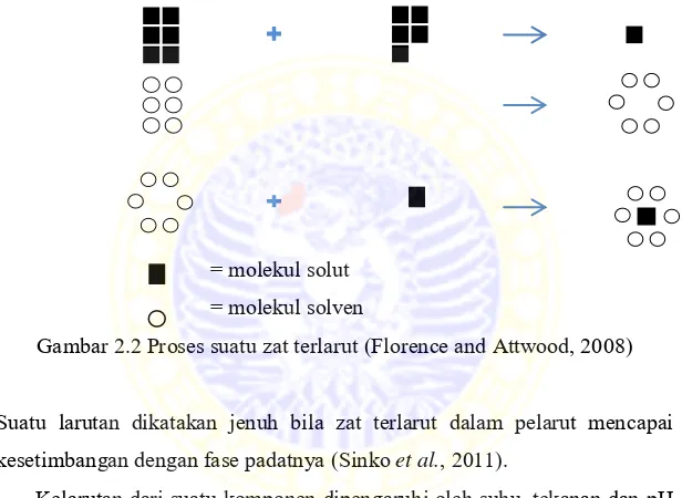 Gambar 2.2 Proses suatu zat terlarut (Florence and Attwood, 2008) 