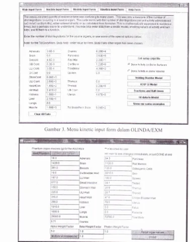 Gambar 3. Menu kinetic input form dalarn OLINDA/EXM