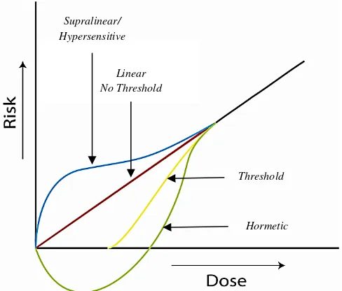 Gambar 3. Hubungan dosis-respon linear, no-threshold 