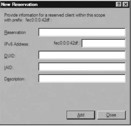 Figure 1.12 DHCP IPv6 Client Reservation Configuration Options