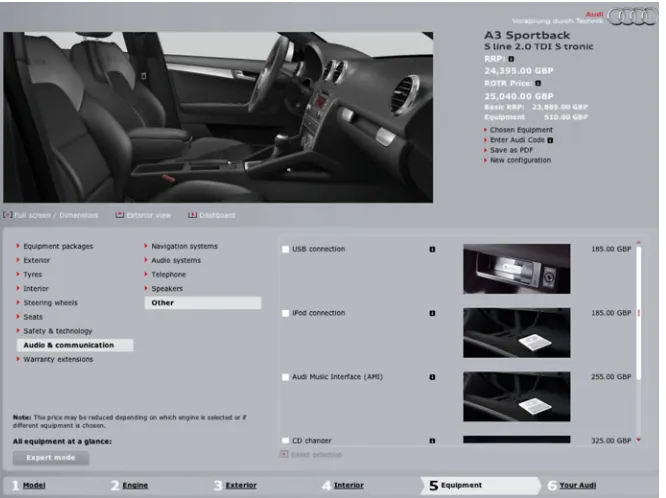 Fig. 1 Screenshot of Audi A3 conﬁgurator