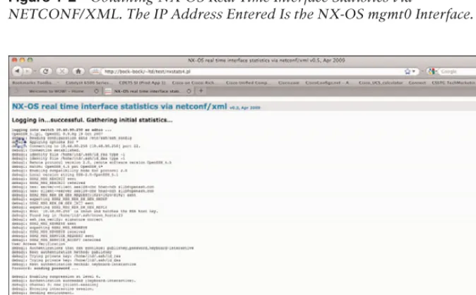 Figure 1-2Obtaining NX-OS Real-Time Interface Statistics viaNETCONF/XML. The IP Address Entered Is the NX-OS mgmt0 Interface.