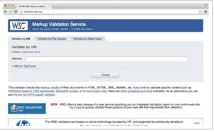 Figure 2-6. The W3C’s Markup Validation Service home page