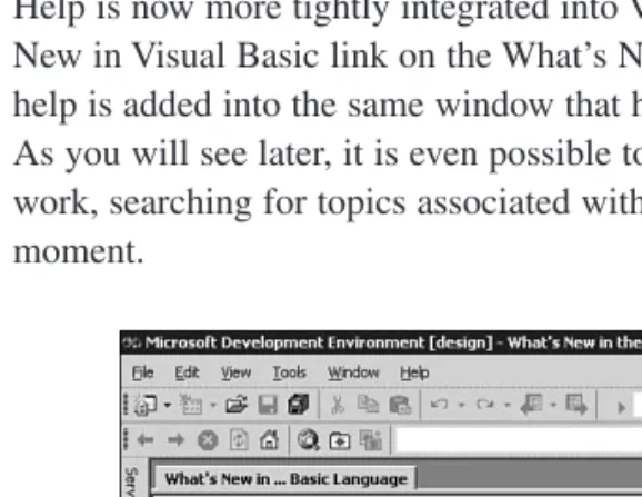 Figure 2.2Help is shown within the IDE instead of as a separate window.