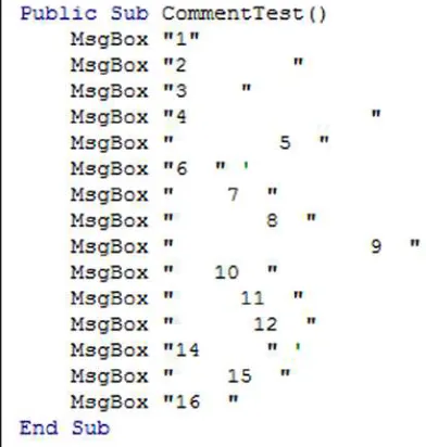 Figure 2-3. Comment markers at 6 and 14 blend in with the code