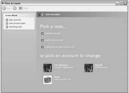 Figure 2-1: User Accounts in the Control Panel.