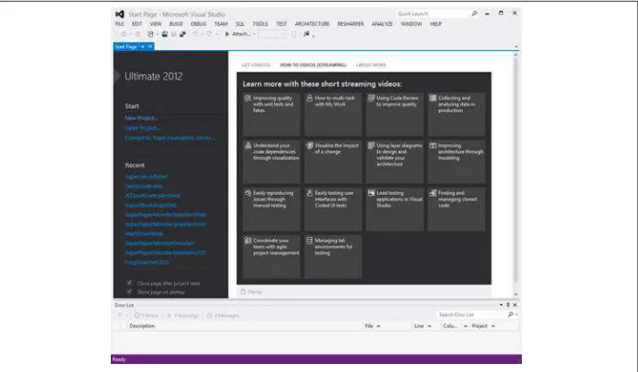Figure 2-1. Visual Studio’s start screen.