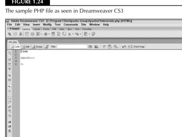 FIGURE 1.24The sample PHP file as seen in Dreamweaver CS3