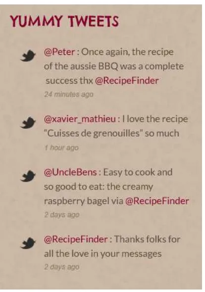 Figure 2.6. Our Yummy Tweets, as they appear in our original design