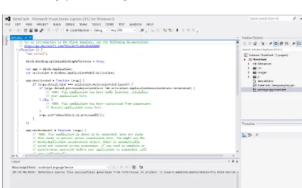 Figure 2-2. The initial Visual Studio view for a new project