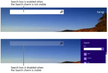 FIGURE 2-10 The Bing app uses a search box that is disabled when the Search charm is visible
