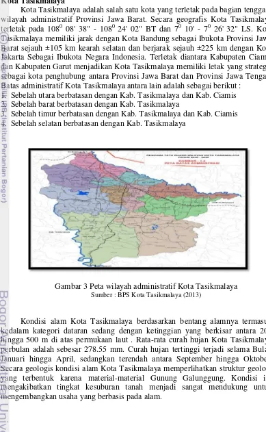 Gambar 3 Peta wilayah administratif Kota Tasikmalaya 