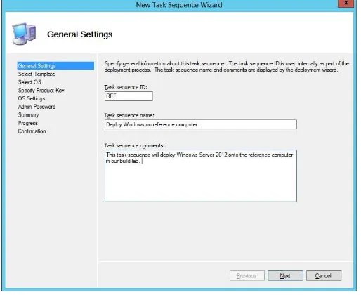 FIGURE 2-6 Creating a new task sequence for deploying Windows to the reference computer