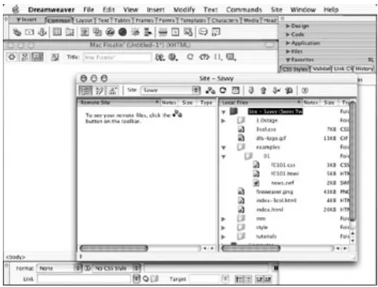 Figure 3.5: The floating look for Windows users, primarily those who've used earlier versions of Dreamweaver and prefer the old ways 
