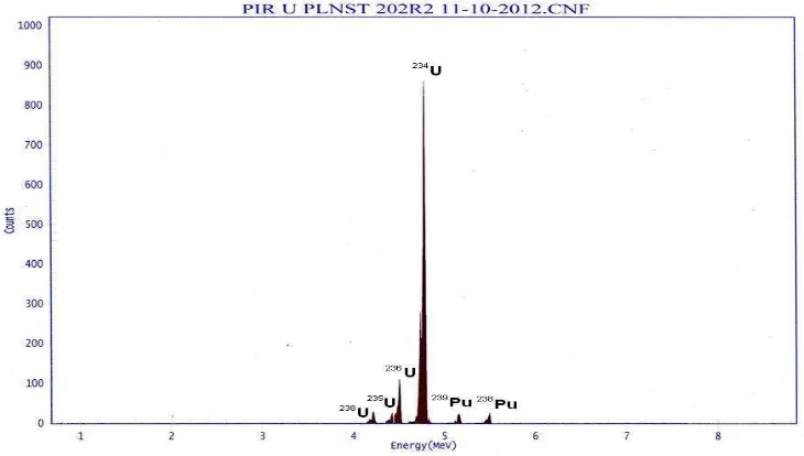 Gambar 12 menunjukkan bahwa hasil pemisahan  isotop U dan Pu di dalam 