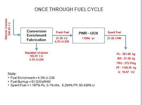 Gambar 1: Aliran massa pada sistem daur bahan bakar sekali buanguntuk PWR 