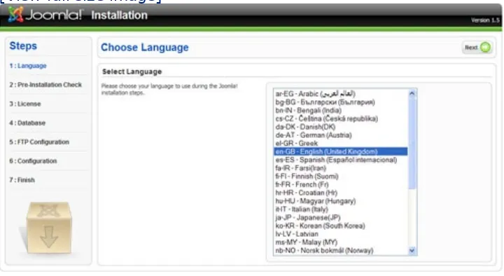 Figure 2.7. The Choose Language screen