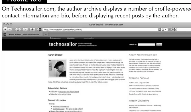 Figure 10.8 demonstrates how I have displayed an author archive on my site, Technosailor.com