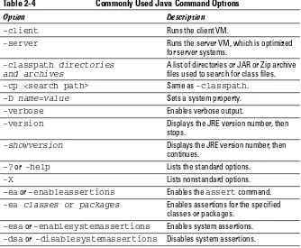 Table 2-4Commonly Used Java Command Options