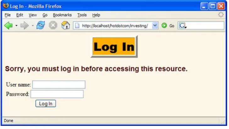 Figure 3-5. Successful login attempts result in redirectionback to the originally requested page.
