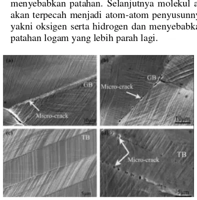 Gambar 6. Contoh micro-fracture logam akibat air 