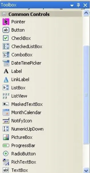 Figure 3.3. The Toolbox's common controls.