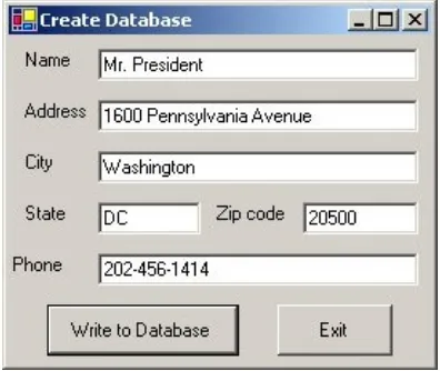 Figure 1.7. Input screen of a Visual Basic programto fill a database.