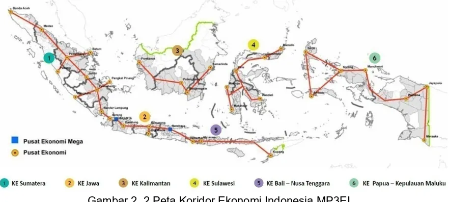 Gambar 2. 2 Peta Koridor Ekonomi Indonesia MP3EI