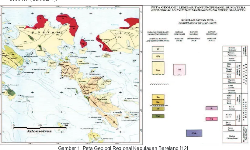 Gambar 1. Peta Geologi Regional Kepulauan Barelang [12]. 