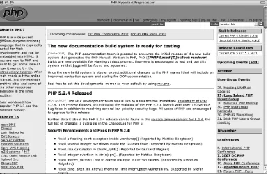 Figure i.1 The home page for PHP.