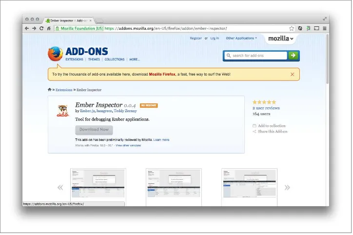 Figure 3-5. Ember Inspector add-on for Mozilla Firefox
