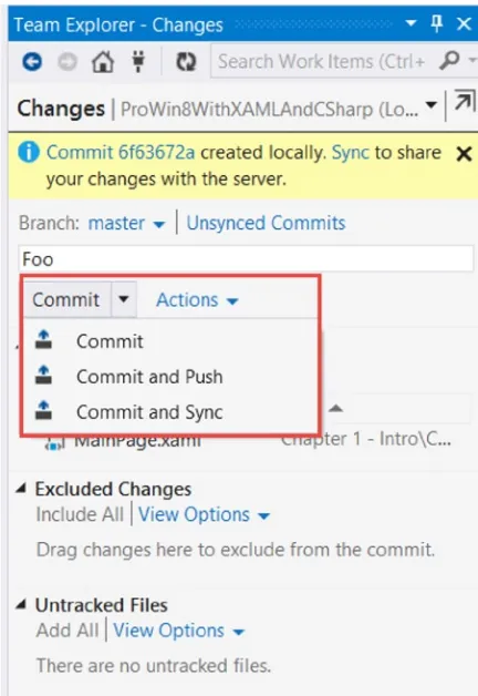 Figure 1-12. Committing changes to the local repository