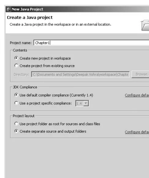 Figure 1-2. Creating a Java project