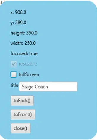 Figure 3-3. The Stage Coach program run with transparent command-line argument