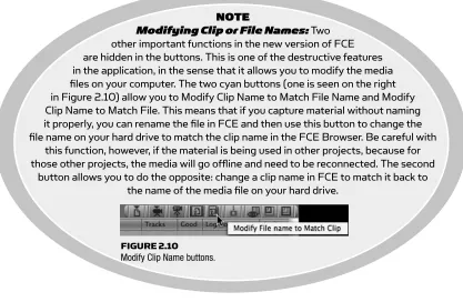 FIGURE 2.10Modify Clip Name buttons.