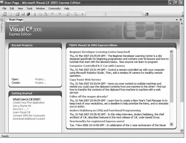 FIGURE 1.5The New Project dialog box allows you to choose from the default templates tocreate an application.