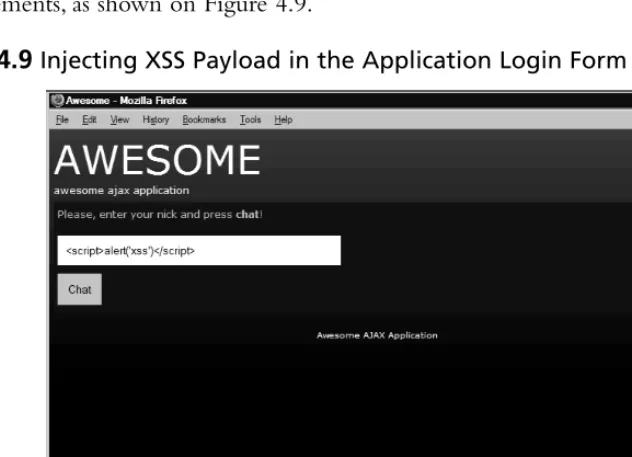 Figure 4.9 Injecting XSS Payload in the Application Login Form